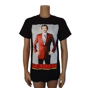 ANCHORMAN Black Cotton Short Sleeve Graphic T Shirt - Size Small | Casual Wear